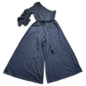 Wayward Fancies eShakti Jumpsuit Womens XL Wide Leg One Shoulder Ruched Tie Belt